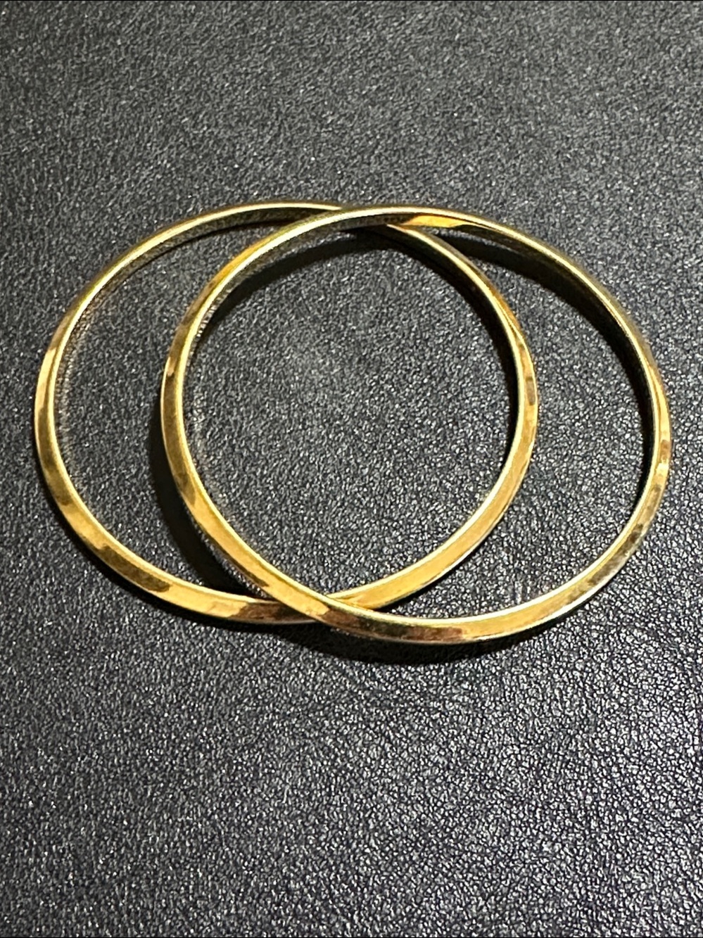 Monet Thin Polished Gold Tone Knife Edge Set of 2 Bangle Bracelets